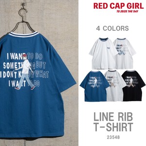 【23SS新作】RED CAP GIRL 20/-天竺 ラインリブ半袖T-shirt