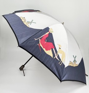 【日本製雨傘】折り畳み傘 ほぐし織 人・犬柄