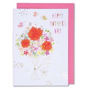 母の日カード ■輸入カード  ■カーネーションのイラスト ■箔押し、エンボス加工 ■Happy Mother's Day