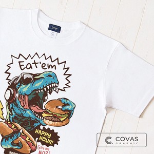 T-shirt White Dinosaur T-Shirt Burgers Printed Unisex Short-Sleeve