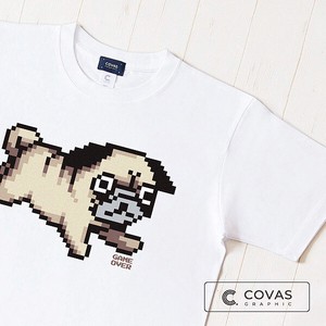 ユニセックス・プリントTシャツ　"ピクセル犬"　ホワイト　半袖 Tシャツ