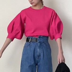Sweater/Knitwear Puff Sleeve Short Length