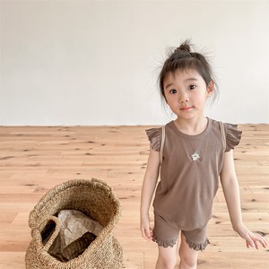 韓国スタイル　ツーピースのスーツ　レースの袖のベスト+ショーツセット　 ベビー　新生児　キッズ　子供服