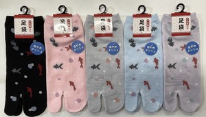 【日本製】23夏メッシュ　婦人足袋SN　金魚と波紋