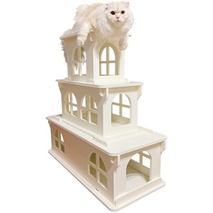 【日本製キャットタワー】ホワイトキャッスル3F　キャットファニチャーシリーズ　ねこのお城　猫家具