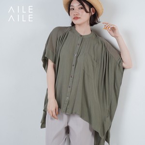 Button Shirt/Blouse Rayon Switching Cut-and-sew