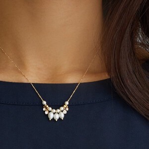 金链（珍珠/月光石） 女士 项链 宝石 珍珠 日本制造