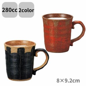 線彫マグカップ赤・黒 280ml 陶器 日本製 美濃焼