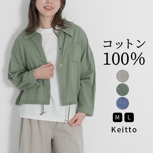 Keitto シャツ ジャケット ブルゾン 長袖 羽織り 前開き シャツジャケット ショート丈 綿麻 np-kcjd3212