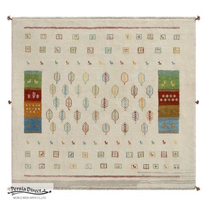 ギャッベ　ペルシャ　イラン　オーガニックウール　絨毯　ラグ　正方形 (約200×200cm）G74　190×202cm