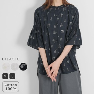 Button Shirt/Blouse Pudding Floral Pattern Front Opening Ladies' M