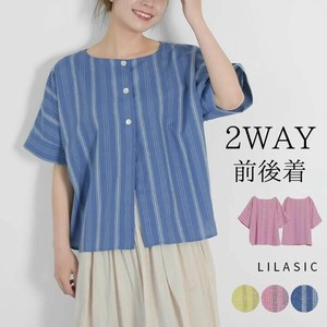 T-shirt Pullover 2Way Tops Front Opening Short-Sleeve