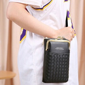 がま口 財布 ショルダー レディース 軽量 無地 お財布バッグ おしゃれ 縦19cm コンパクト 小物入れ 多機能