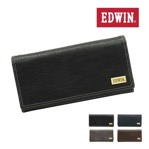 エドウイン EDWIN 財布 サイフ 長財布 メンズ レディース メタルプレート シボ 合皮 カード収納 プレゼント