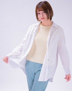 Button Shirt/Blouse UV Protection Stripe Summer