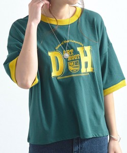 ロゴ刺繍リンガーTシャツ　配色　トリム　 SS 半袖
