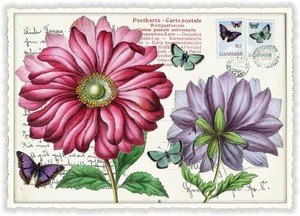 Postcard Flower Dahlia Lame Die-cut