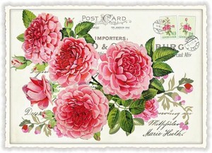 Postcard Flower Peony Lame Die-cut
