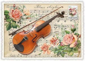 Postcard Violin Lame Die-cut