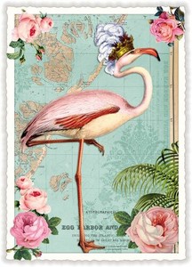 Postcard Flamingo Bird Lame Die-cut