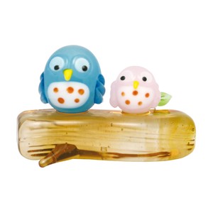 ふくろうカップル【ガラス細工 ミニチュア 人形 小物 ベトナム製】