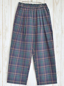 Full-Length Pant Yarn-dyed Checked Pattern Straight