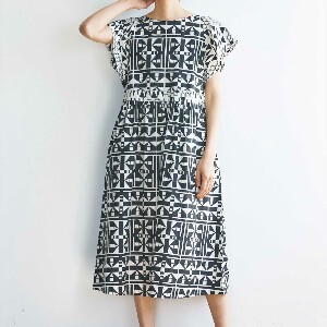 Casual Dress Geometric Pattern Cotton One-piece Dress