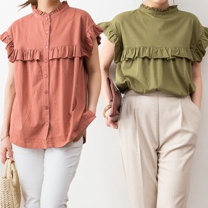 T-shirt Pullover Frilled Blouse Front/Rear 2-way Tops Ladies Cut-and-sew