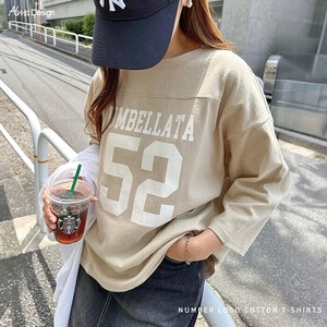 コットン ナンバー ロゴプリント 7分袖 Tシャツ