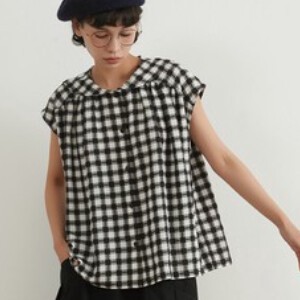 Button Shirt/Blouse Mini Rayon Plaid Tops Summer