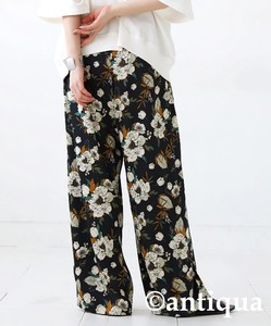 Antiqua Full-Length Pant Bottoms Floral Pattern Wide Pants Ladies
