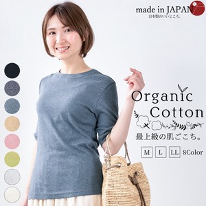 T-shirt Ethical Collection Tops Cotton Ladies Cut-and-sew 5/10 length Made in Japan