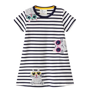 Kids' Casual Dress Stripe One-piece Dress Embroidered Kids