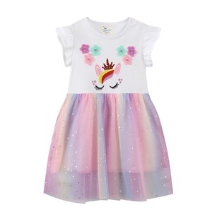 Kids' Casual Dress Little Girls Animals Rainbow One-piece Dress Kids Short-Sleeve