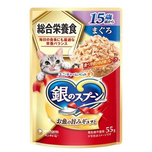 ［ユニ・チャーム］銀のスプーンパウチ 総合栄養食15歳頃からまぐろ 55g
