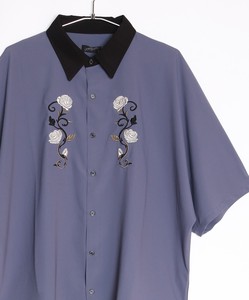Button Shirt Dolman Sleeve Embroidered