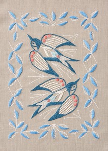 COSMO Embroidery Artist Collection-Alice Makabe-Swallows And PlantsStone Grey