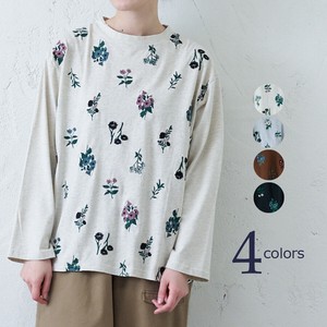 T-shirt Pullover Flower Long Sleeves Embroidered