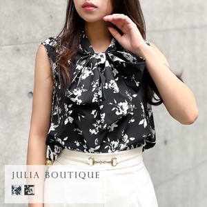 Button Shirt/Blouse Floral Pattern Sleeveless Tops