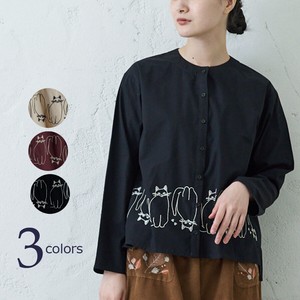 Button-Up Shirt/Blouse Cat Embroidered