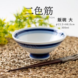 ≪メーカー取寄≫飯碗（大） 二色筋［日本製 瀬戸焼 食器 茶碗］