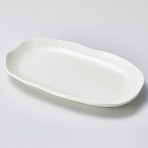 千筋23cm焼物皿 アイボリー　　【日本製　陶器】