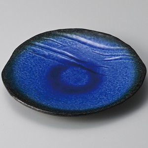 ブルー9.0丸皿　　【日本製　磁器】