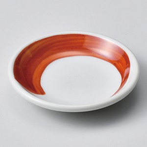 赤刷毛目玉3.0皿　　【日本製　磁器】