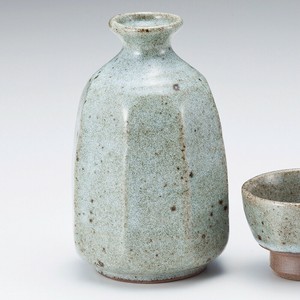 灰釉八角2合徳利　　【日本製　陶器】