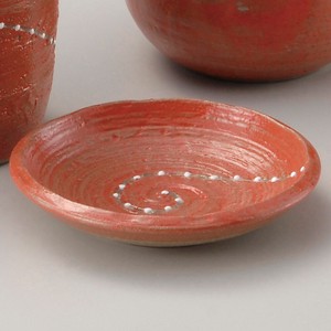 点々 赤 薬味皿　　【日本製　陶器】
