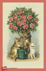【4/30まで】クリスマス ポストカード 大好きなバラを囲む3兄妹【受注発注商品/ドイツ製】