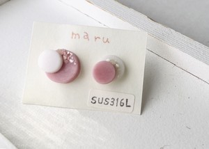 Pierced Earringss Pink Stainless Steel