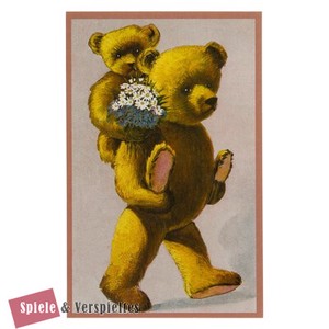 【4/30まで】クリスマス ポストカード 花束を持ったクマの親子【受注発注商品/ドイツ製】