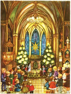 【4/30まで】アドベントカレンダー 教会の中でお祈り【クリスマス/受注発注商品/ドイツ製】